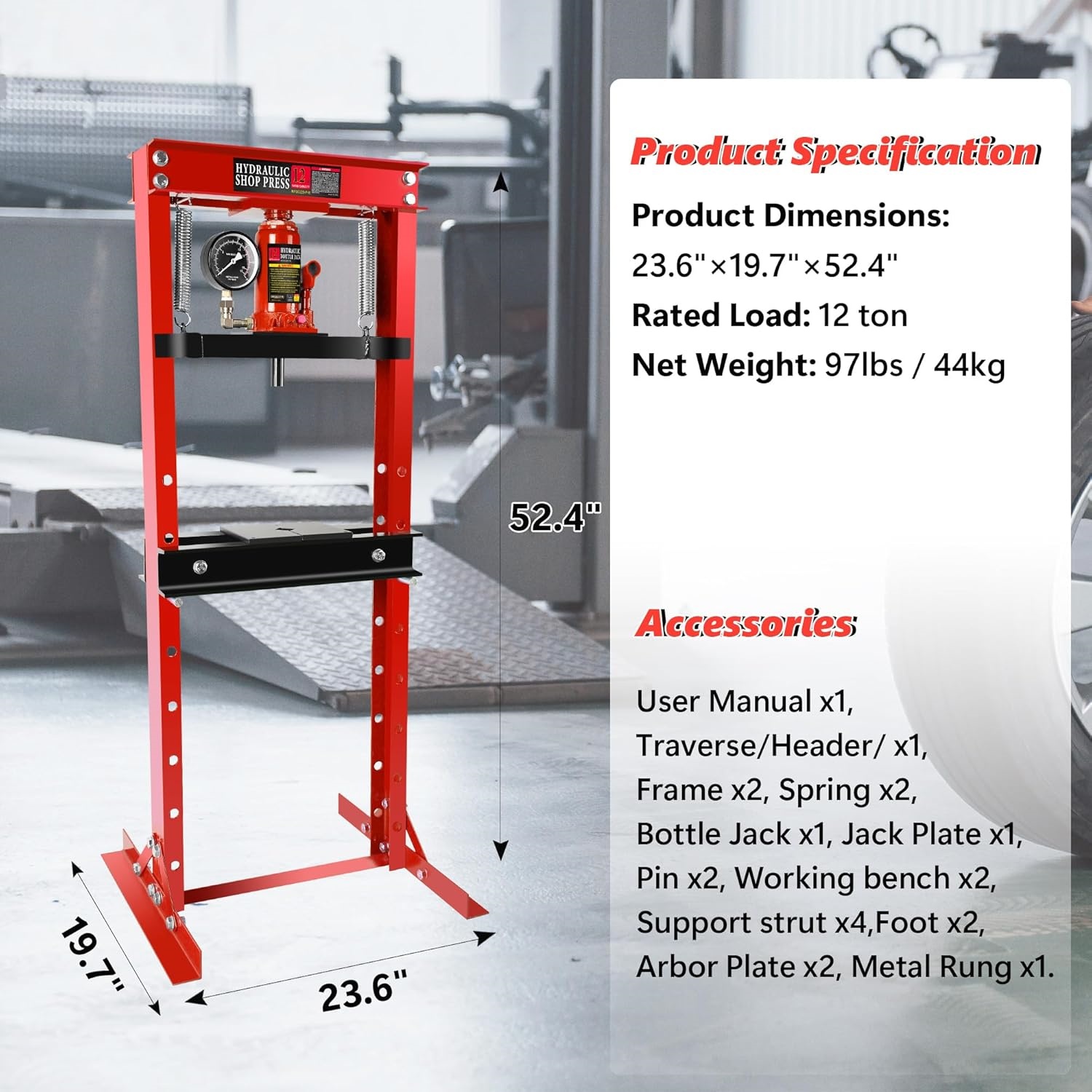 Presse d'atelier hydraulique 1 - Manual Hydraulic Press 12 Ton avis et prix